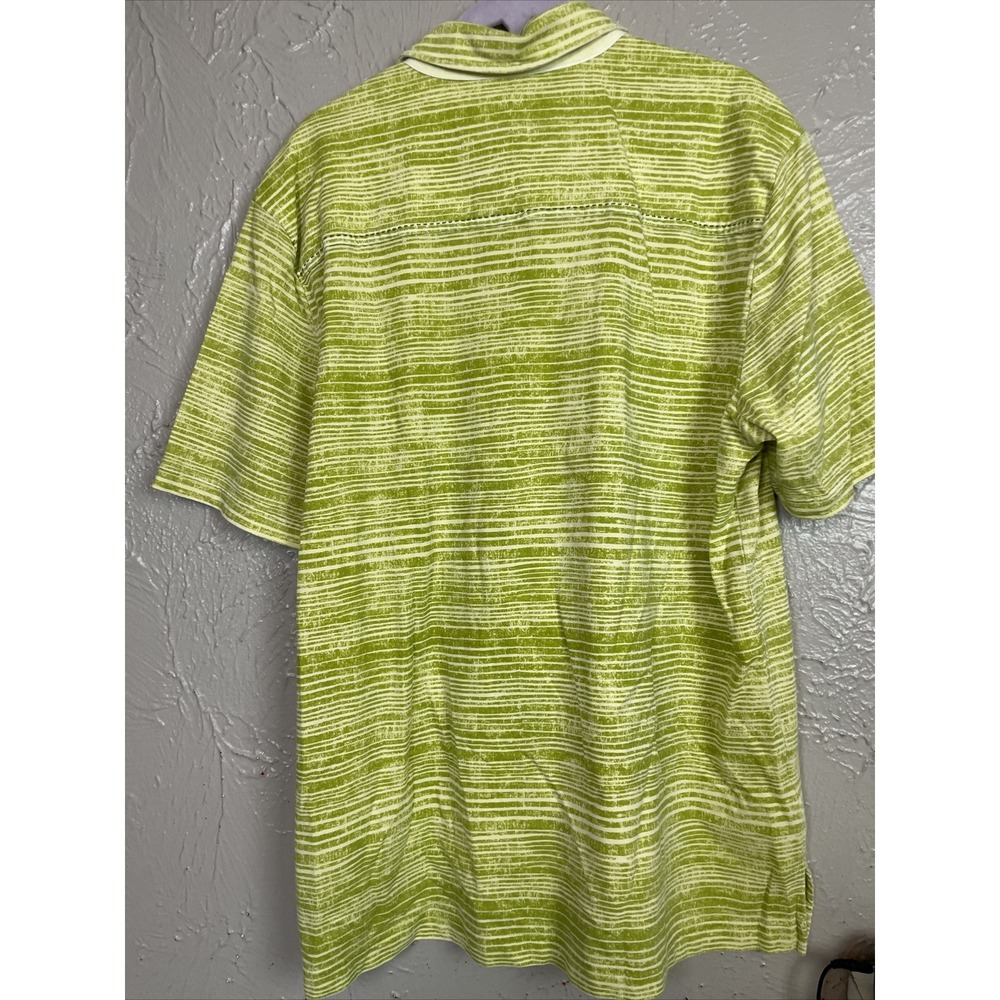 Tommy Bahama Relax Polo Shirt Short Sleeve Green Striped Size Medium - Picture 3 of 3